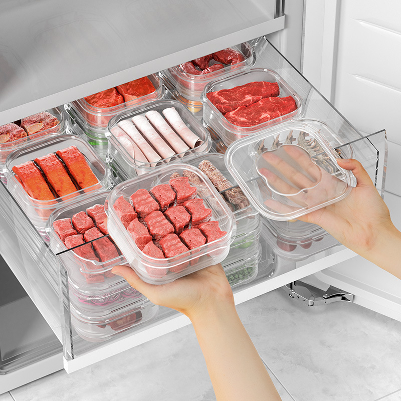 Food Storage With Dividers - Lebensmittelechte Gefriertruhen-Aufbewahrungsbox Luftdichter Unterteilter Kunststoff-Lebensmittelbehälter Kühlschrank-Fleischorganizer