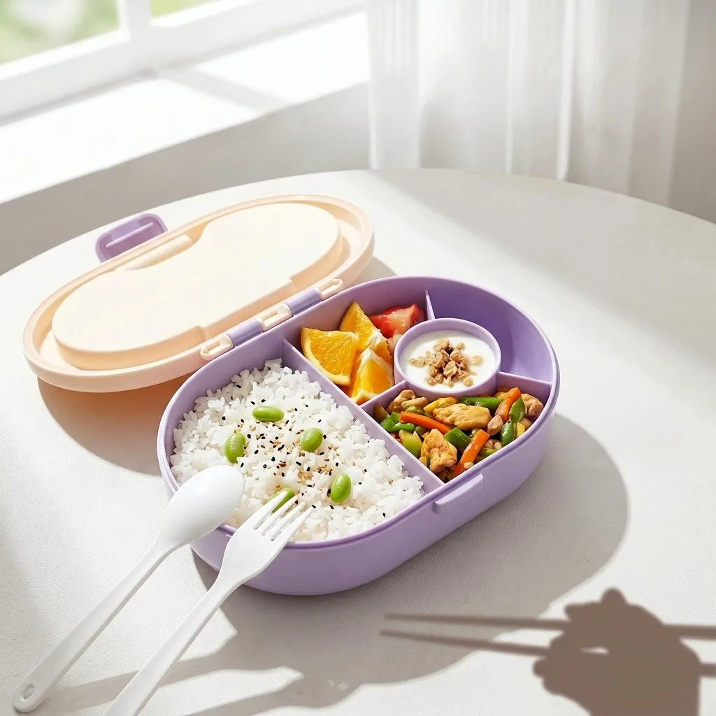 Plastik-Bento-Box mit Besteck, – Food Storage With Dividers Bewertung und Preis